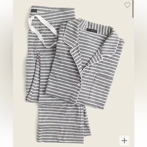 J. Crew Dreamy Cotton Pajama set in Gray Stripe